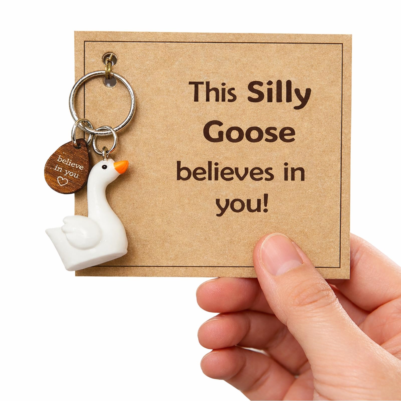 Aikobaa Women's White,Yellow Silly Goose Believer Motivational Desk Decor, Inspirational Home Office Gift For Cute Desk Accessories With Positivity Message, Whimsical Gifts
