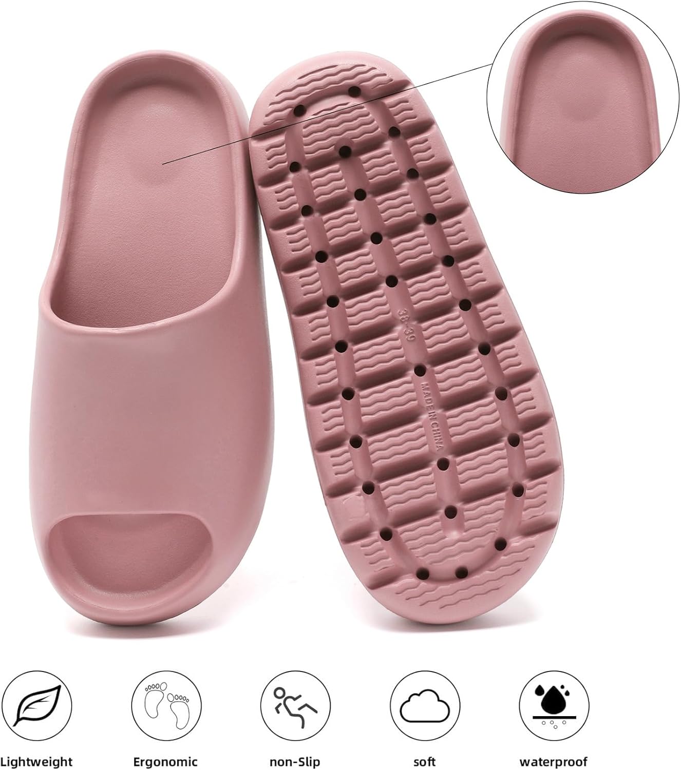 Yueerlu Cloud Slides for Women Men, Recovery Womens Pillow Slides,EVA Anti-Slip shower shoes,Thick Sole Open Toe Garden Shoes,men's sandals,mens slippers for Indoor and Outdoor Size