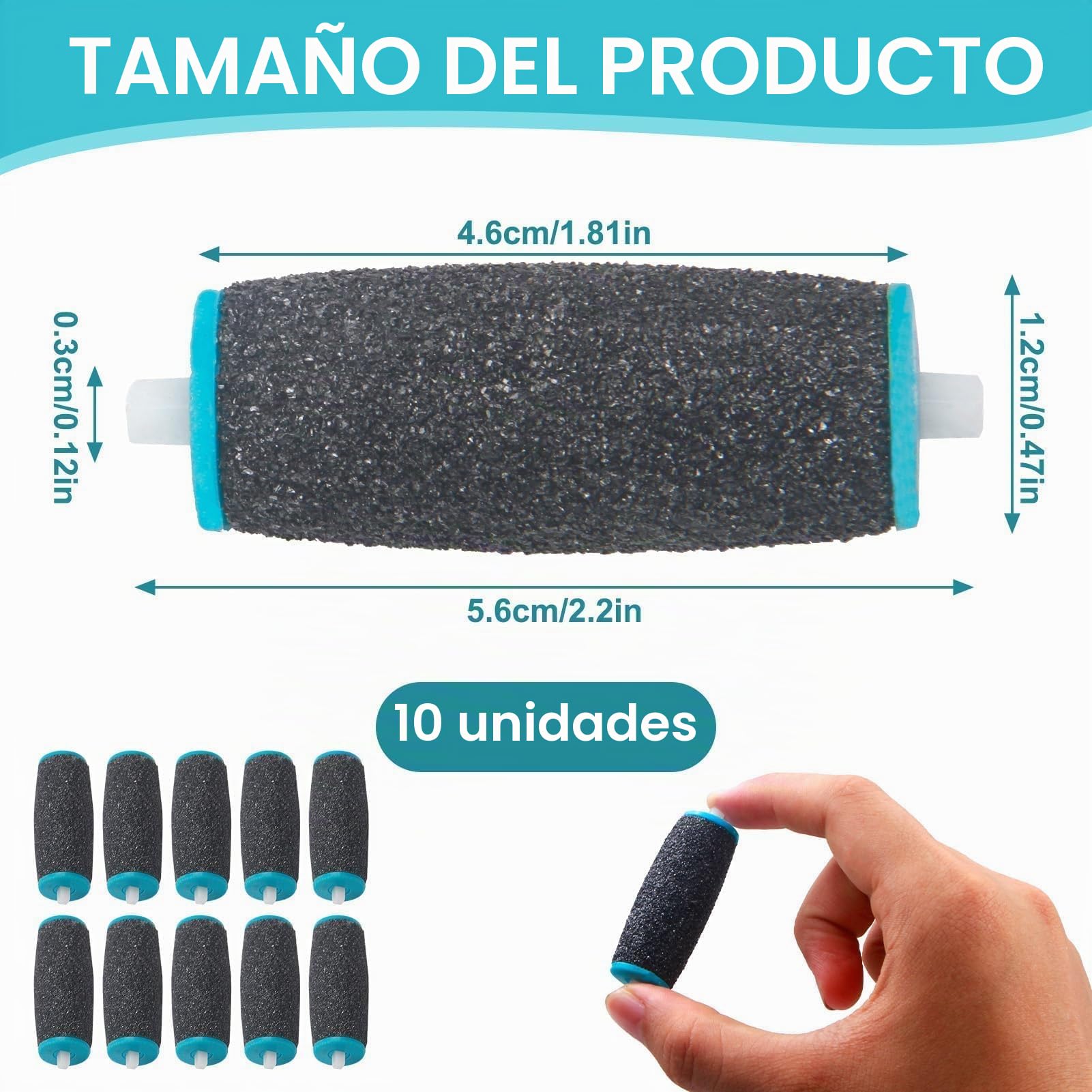10 Recambio Lima Pies compatible con Scholl Velvet Smooth, Rodillos Extragruesos, Recambios para un Cuidado Eficaz de los Pies