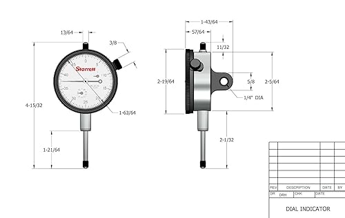 Miniatura 19 de Indicador de esfera Starrett Serie 25 con rodamientos de joya y lengüeta en el centro de la parte trasera - Cara amarilla, rango de 0-10.0 mm, dial