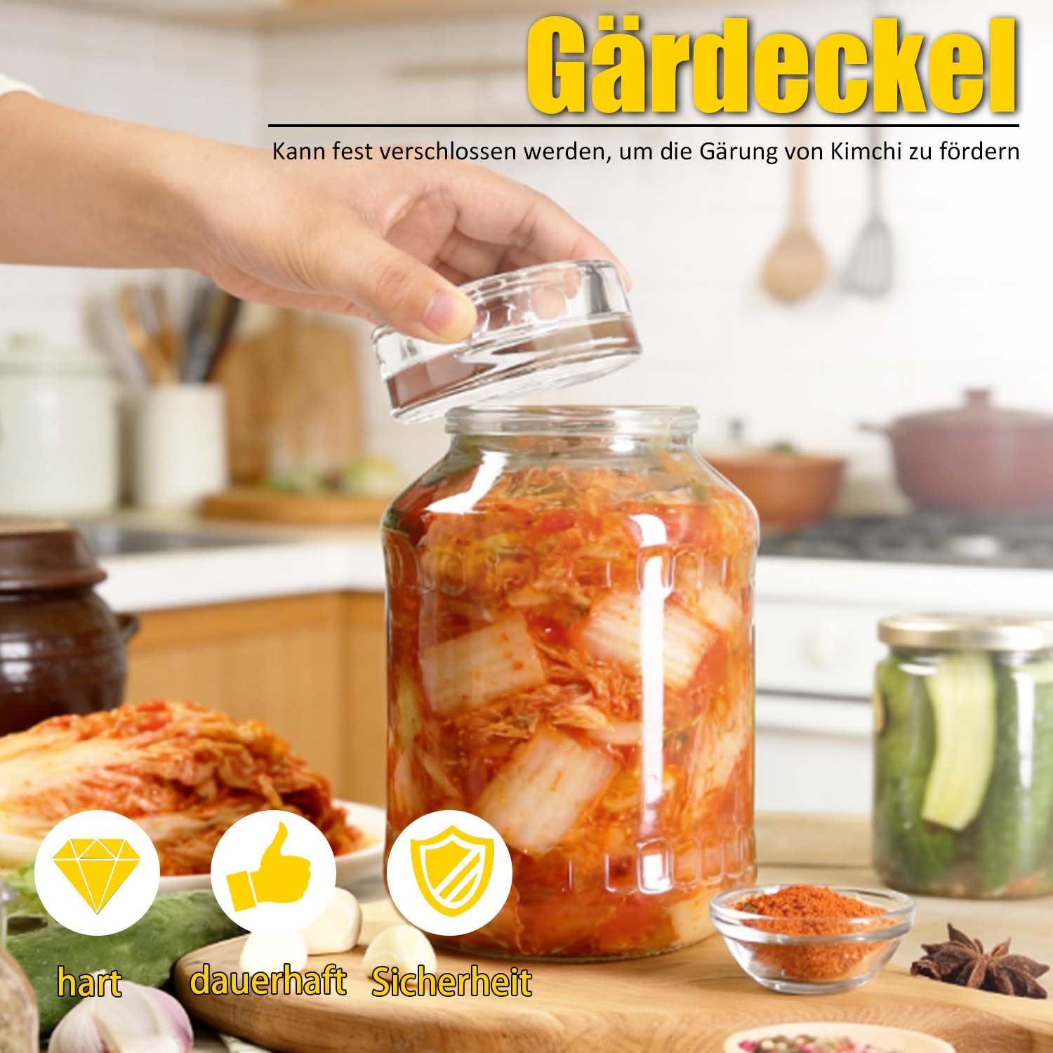4 Pesi di fermentazione con Un Diametro di 8 cm, Pesi di Vetro per la fermentazione di Verdure in salamoia, Ideali per la fermentazione di crauti, Kimchi, cetrioli e Altri Alimenti fermentati