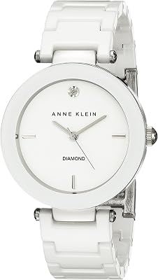 Anne Klein Women's Black Ceramic Bracelet Watch with Diamond Accent