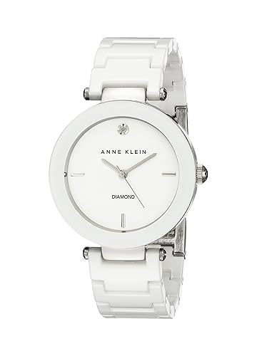 Anne Klein Women's Black Ceramic Bracelet Watch with Diamond Accent