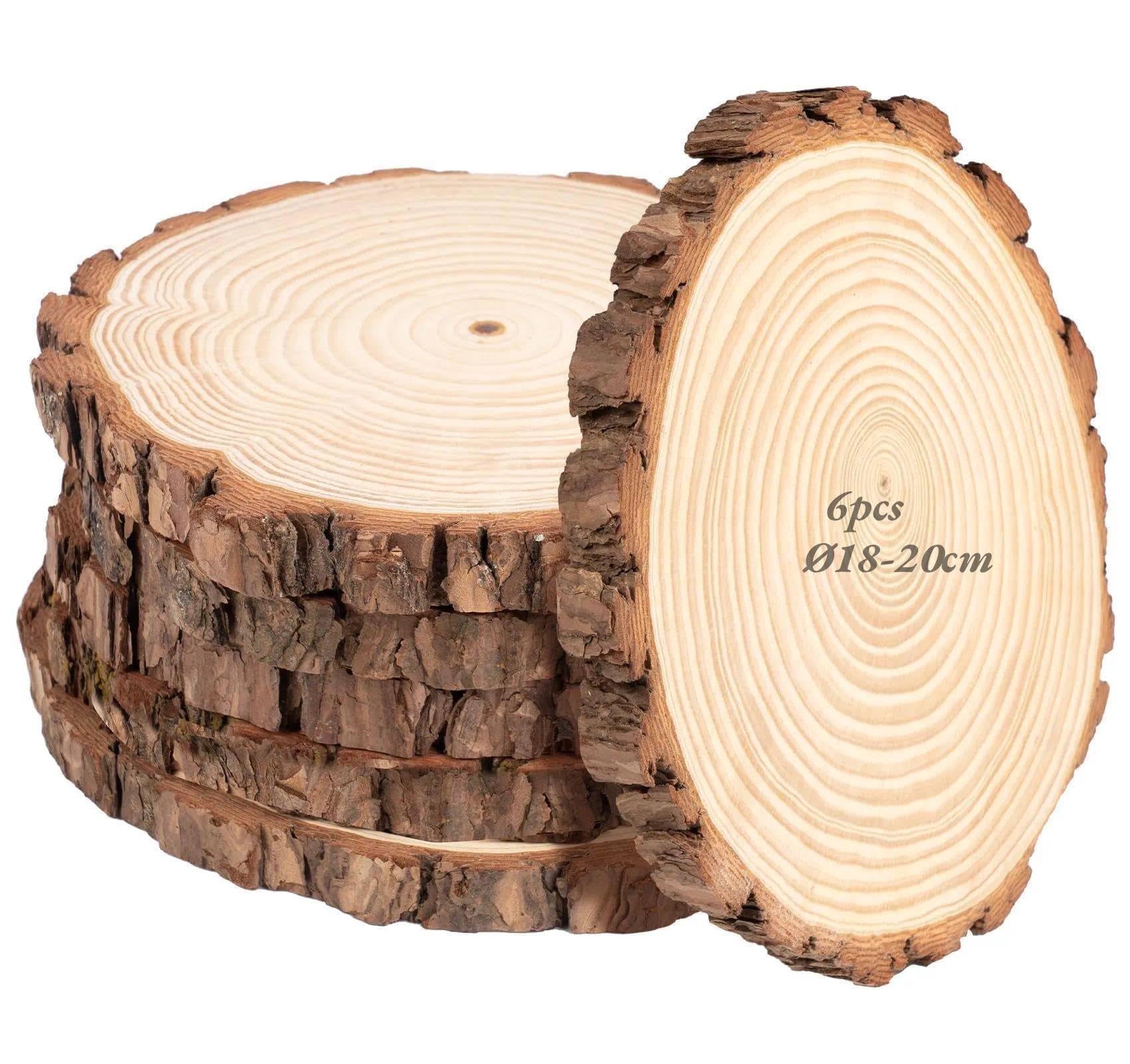 30 Stück Holzscheiben 20 cm Durchmesser mit Rinde, Runde Baumscheiben Deko aus Naturholz, 15 mm Dicke, Rustikale Holzscheiben für Hochzeit, Tischdeko, Kerzen & Vintage Deko