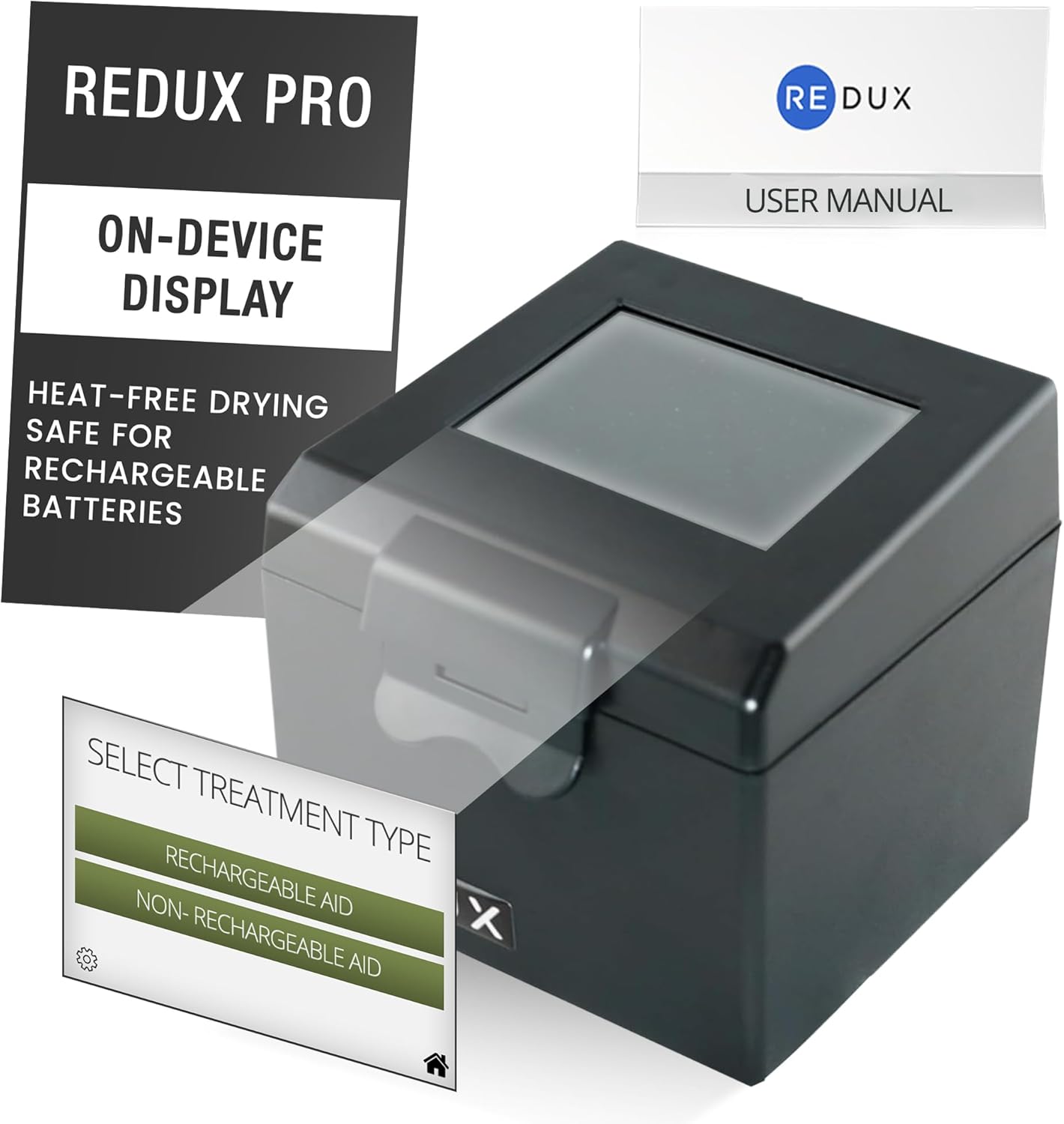 Redux Pro Hearing Aid Dryer & Dehumidifier - Professional Ultra Efficient Vacuum Technology & Touchscreen, Fast Drying in 4-12 Mins with 100% Moisture Removal