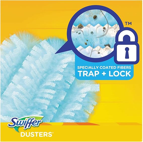 Swiffer 21459CT Refill Dusters, Dust Lock Fiber, Light Blue, Unscented, 10/Box, 4 Box/Carton