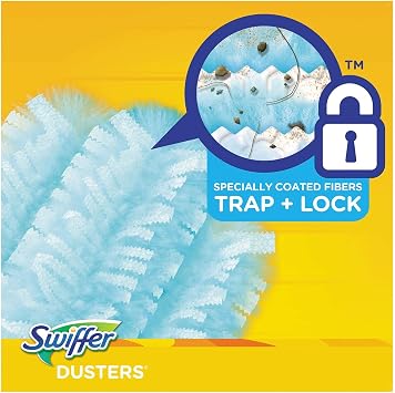 Swiffer 21459CT Refill Dusters, Dust Lock Fiber, Light Blue, Unscented, 10/Box, 4 Box/Carton