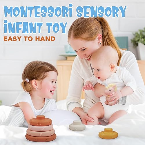 Miniatura 6 de Bloques apilables suaves para bebé juguetes sensoriales Montessori 3 en 1 para bebés de 0 a 3 a 6 a 9 a 12 meses, bloques de construcción, bolas