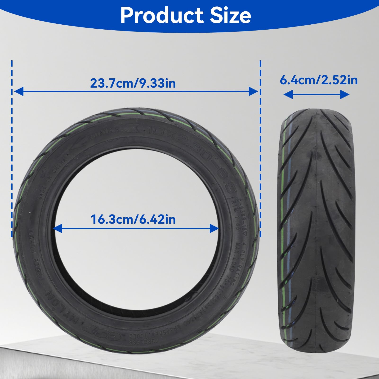 Pneu Sans Chambre à Air 10x2.75-6.5 Pour Trottinette électrique - Antidérapant, Absorption Des Chocs, Durable