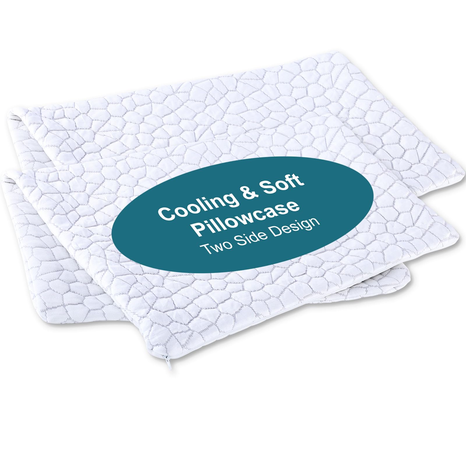 Taie d'oreiller rafraîchissante en bambou housse de coussin respirante double face x2