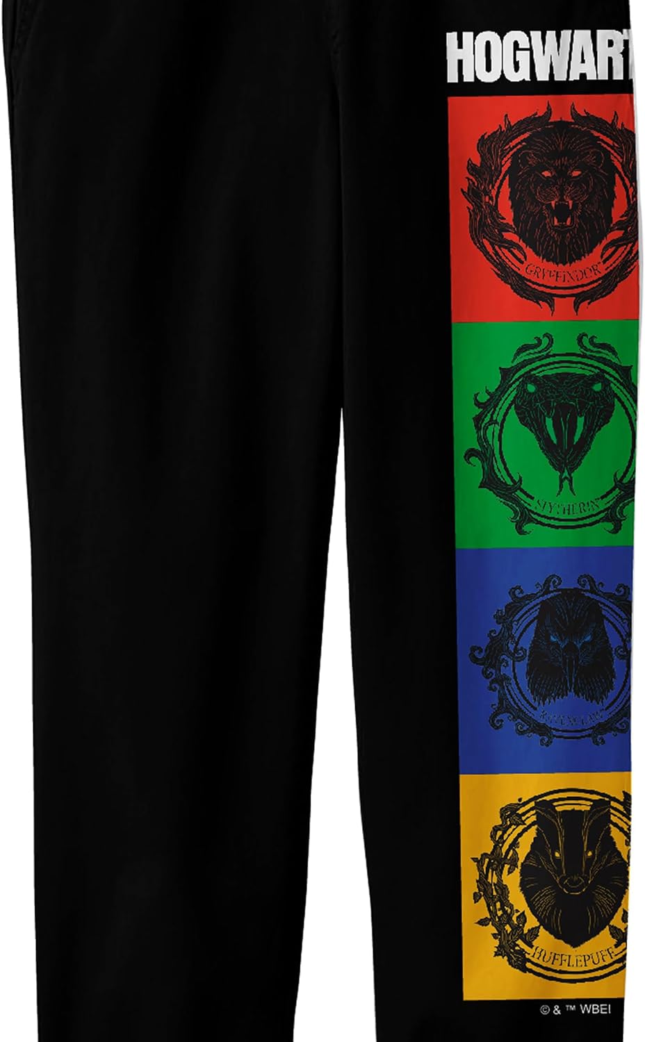 Bioworld Harry Potter Hogwarts House Mascots Boy's Black Jogger Pants