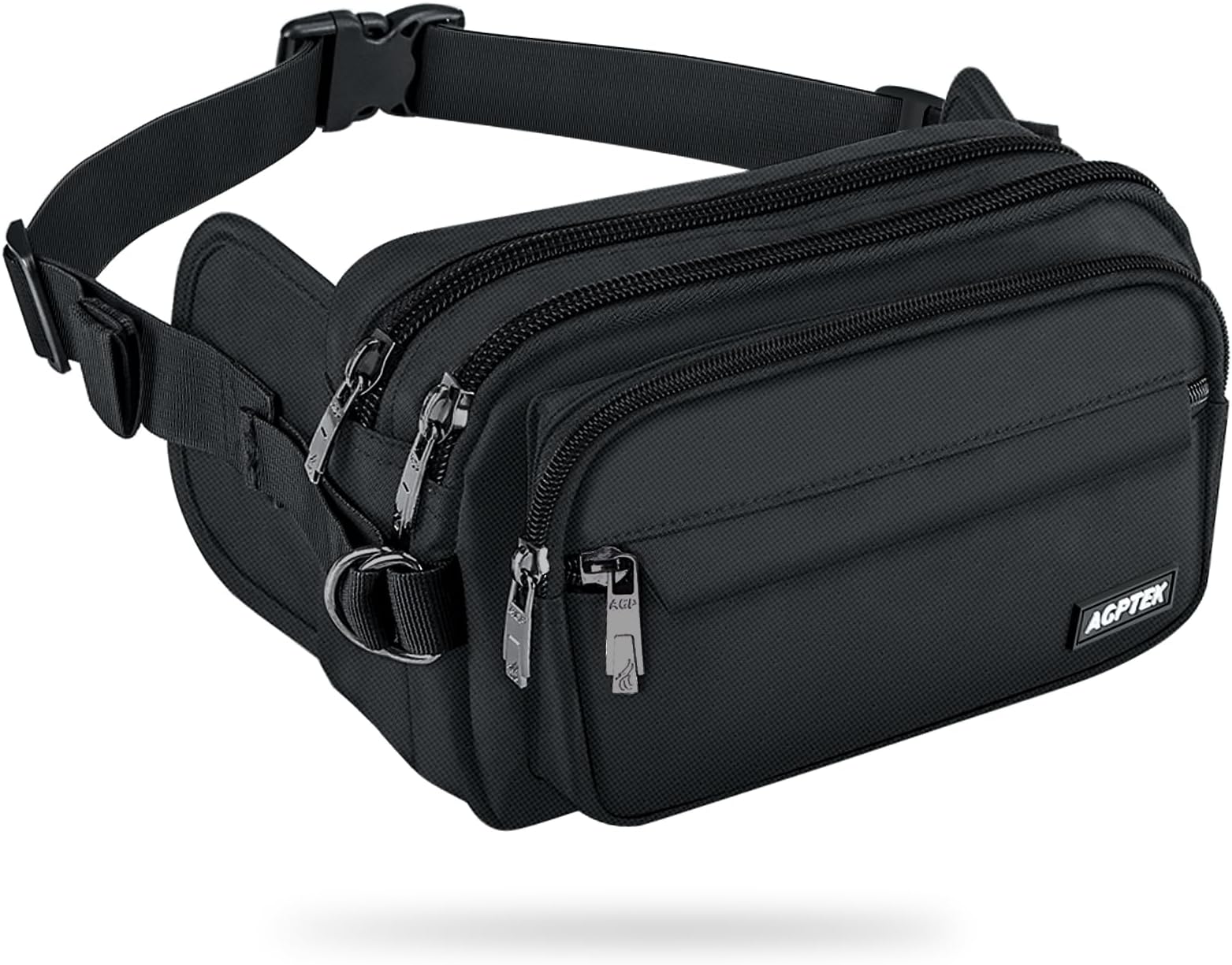 AGPTEK Bum Bag, Large Capacity RFID Waist Fanny Pack for Men Women, Adjustable & Waterproof Bumbag Running Belt for Travel, Running, Shopping, Hiking, Dog Walking, Cycling, Climbing, Black