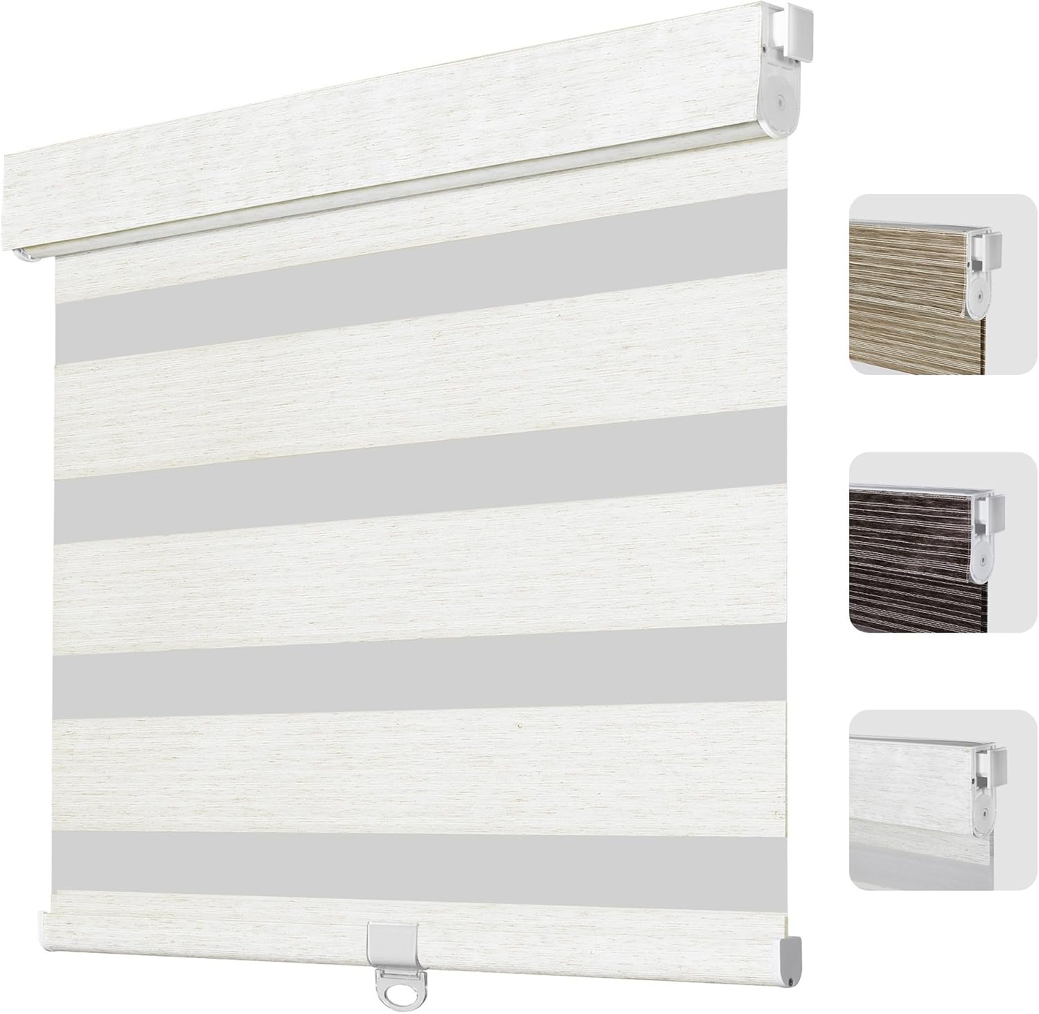 No Drill Zebra Blinds for Windows, Day and Night Roller Shades, 34"W x 72"H