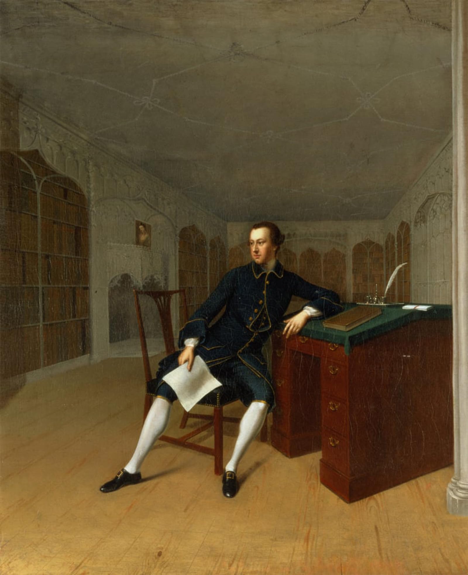 Tableau Sir Roger Newdigate bibliothèque d'Arbury impression d'art Arthur Devis toile 60x90cm