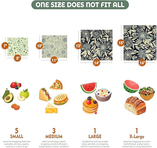 Miniatura 22 de Akeeko Envolturas reutilizables de cera de abejas – Surtido de 9 paquetes, reutilizables, sin plástico, almacenamiento de alimentos 5 pequeñas, 2