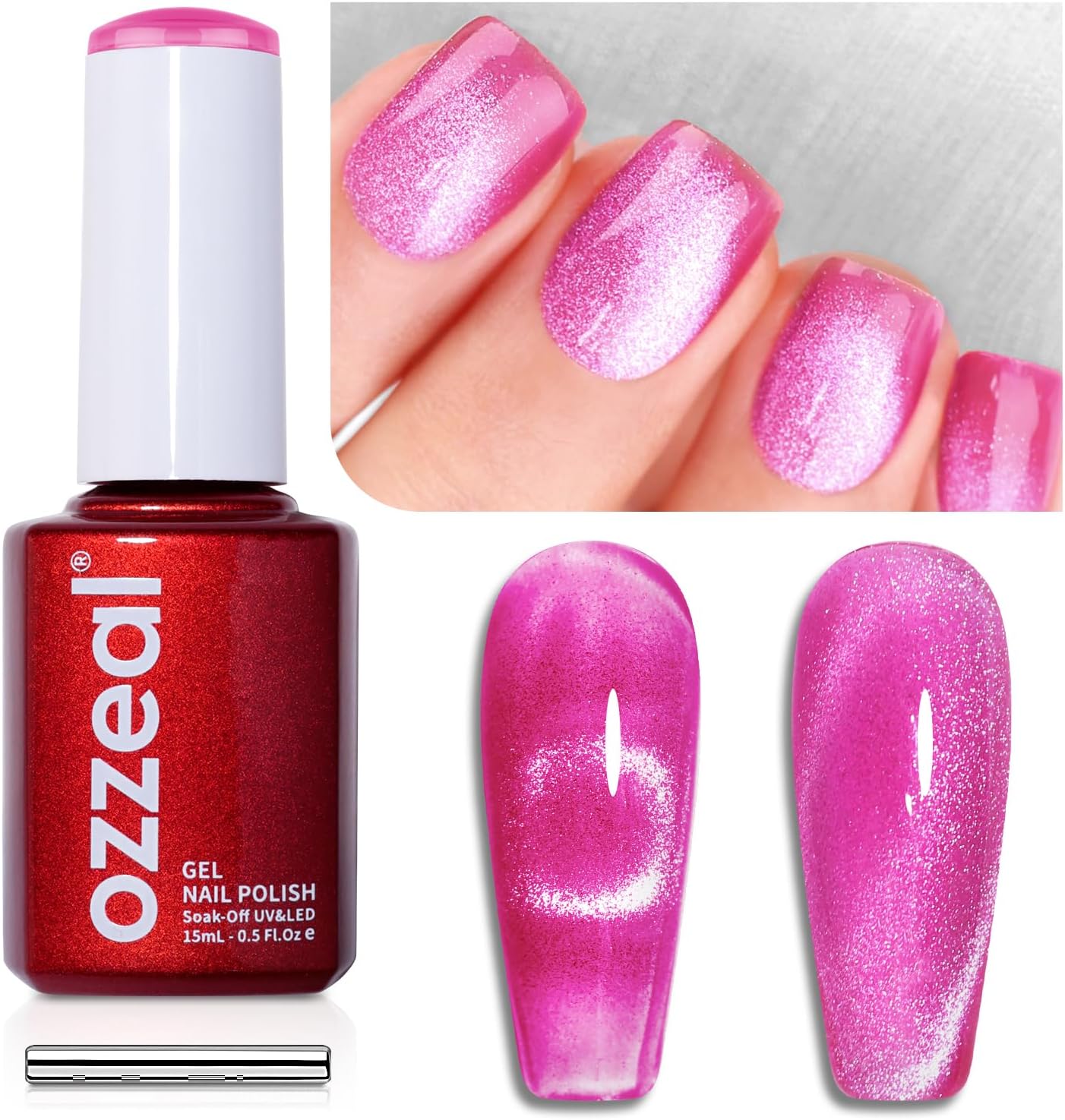 Green Cat Eye Gel Nail Polish, Pure Green Moon Cat Nail