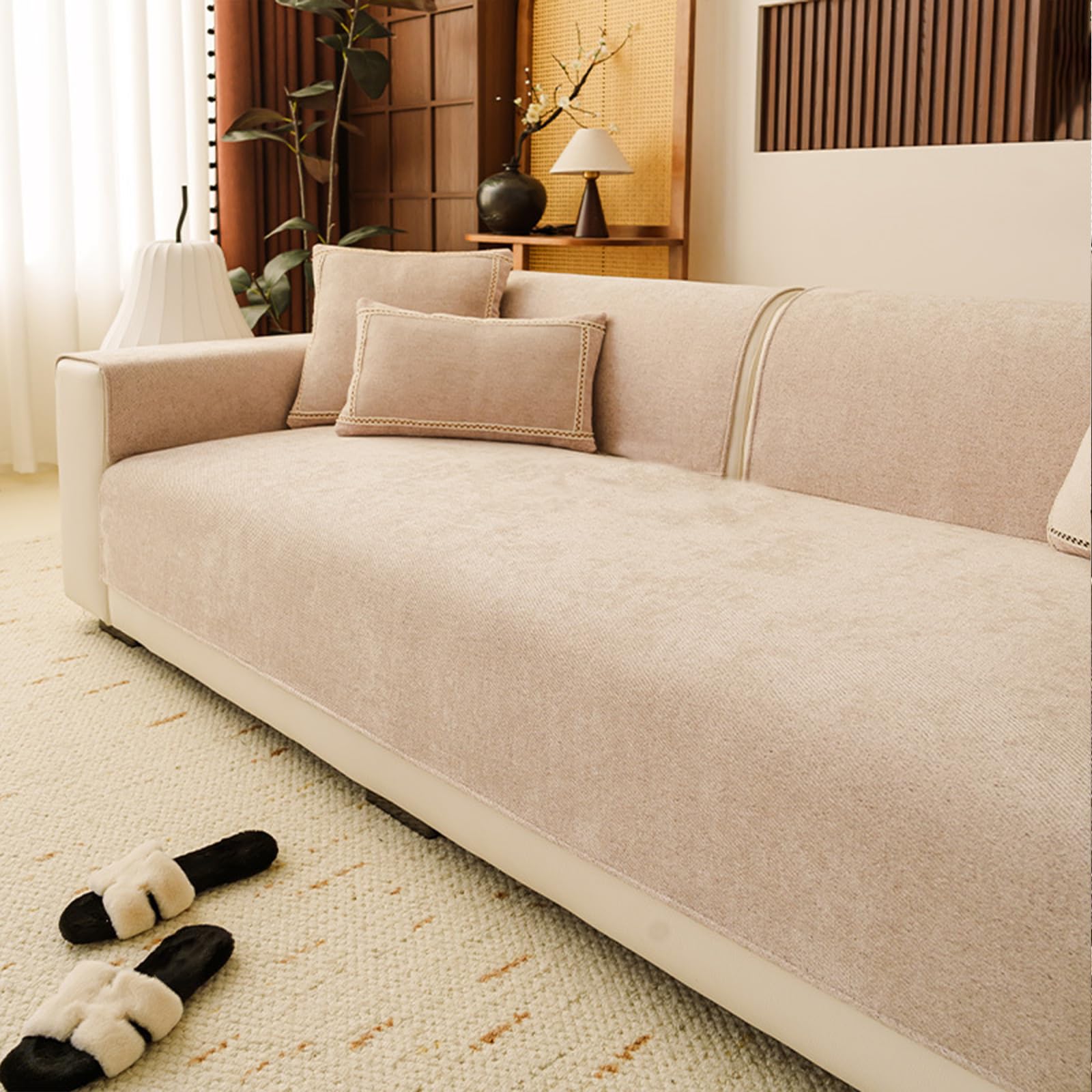 Housse de canapé antidérapante en chenille lavable 90x210cm