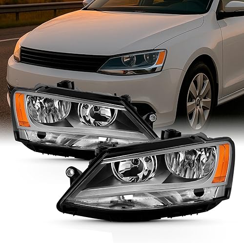 Miniatura 8 de AKKON - Para faros delanteros delanteros de bisel negro 11-18 VW Jetta de repuesto directo, par izquierdo + derecho