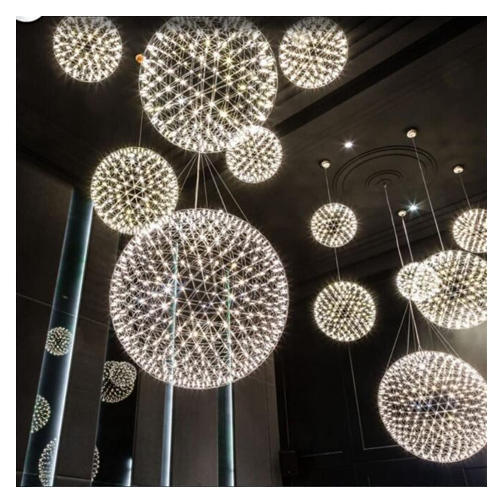 light fixture Chandelier Modern Firework LED Pendant Lights Chandeliers Lighting Stainless Steel Large Ball Hanging Lamp for Hotel Hall (Body Color : 30cm 42LED Size : Gold) living room chandelier