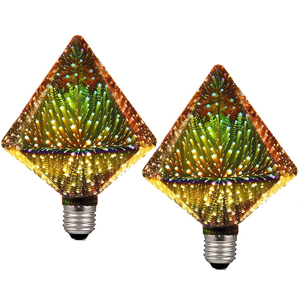 KINGCOO Ampoule LED Feu d'artifice, E27 4W Vintage Edison Décorative Ampoule LED à Filament Verre Argenté Effet 3D pour Fêtes Noël Étoilée Ampoule Décorations, AC85-240V (Brique, 2PCS)