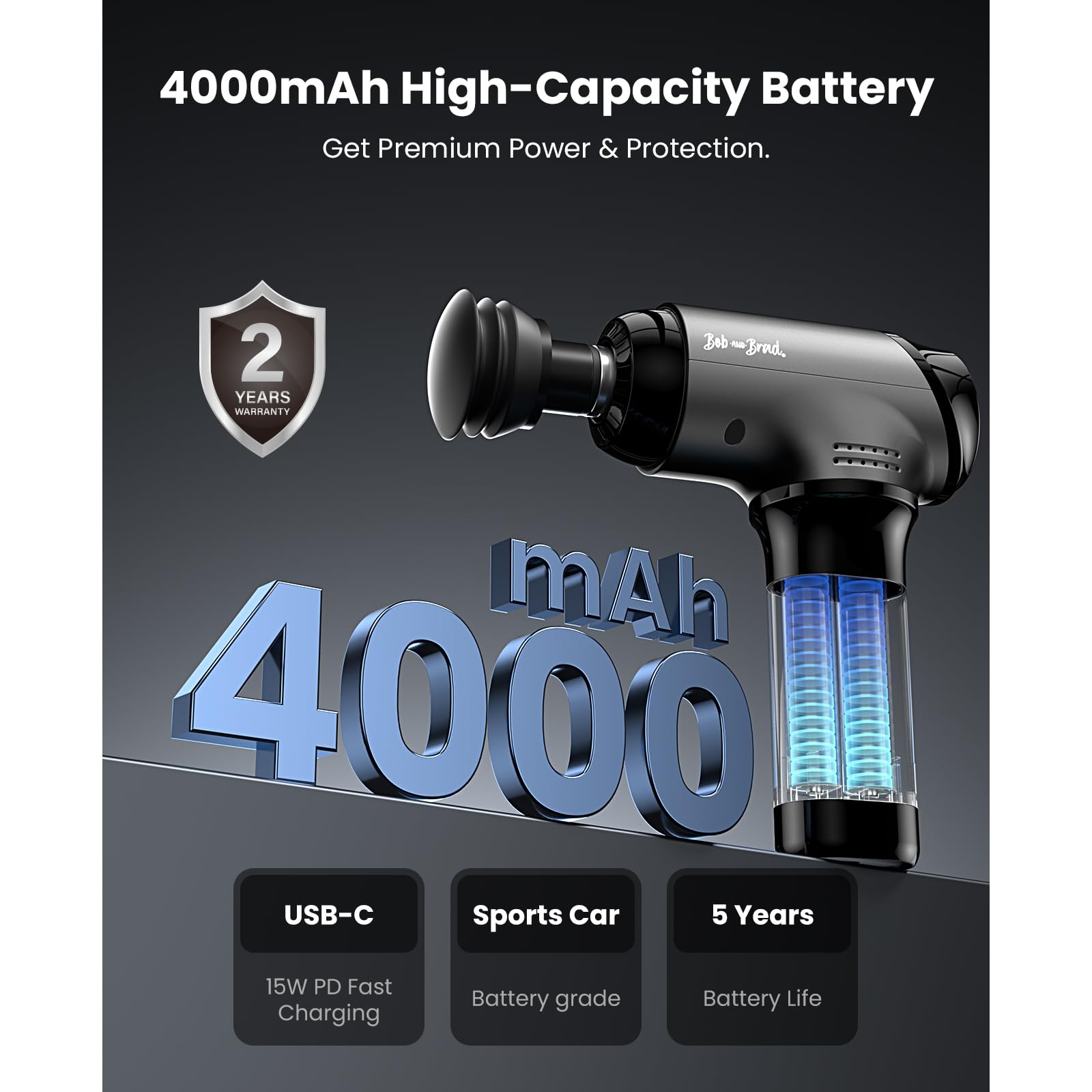 BOB AND BRAD T2 Ultra Massage Gun - Heat & LED -6
