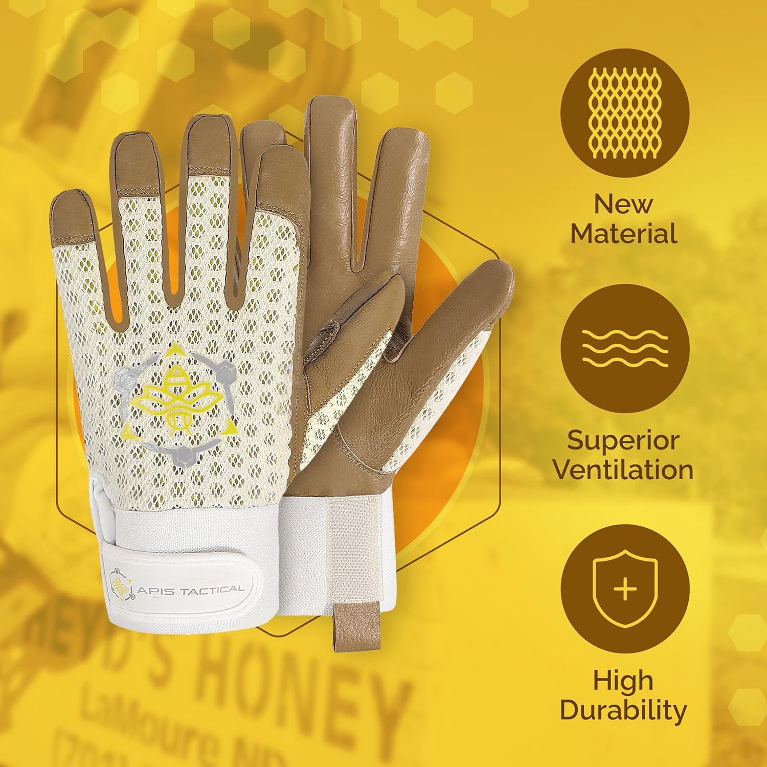 Guanti professionali per apicoltura, in pelle di capra da 5 mm, con ventilazione brevettata e destrezza - Forniture per apicoltura