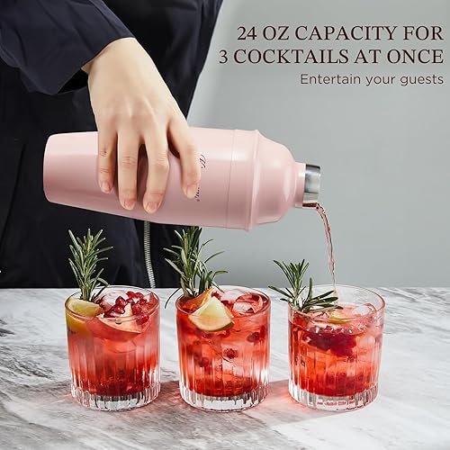 Miniatura 45 de KITESSENSU Juego de coctelera de acero inoxidable con mezclador de cóctel de 24 onzas con agitador de bebidas, medidor de medición, cuchara de bar