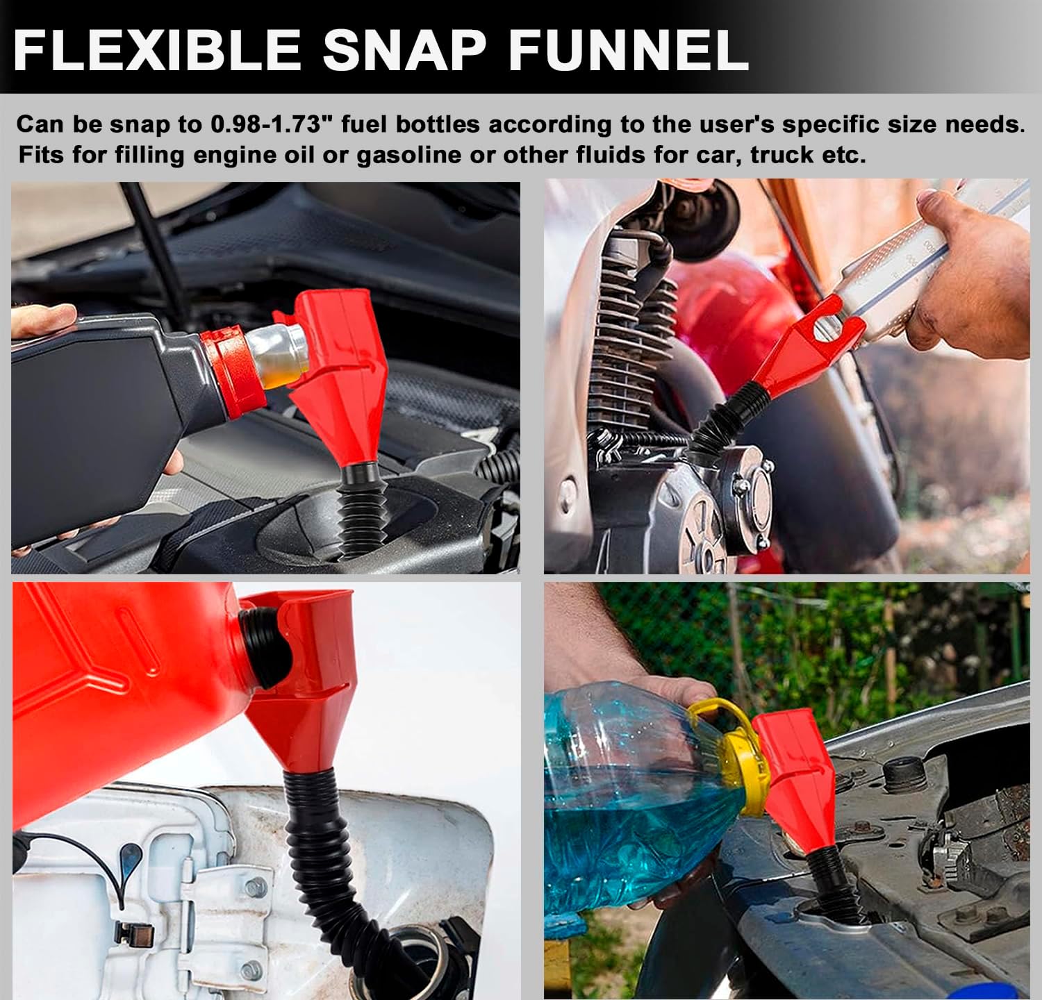 6Pcs Oil Filter Pliers Set, Universal Oil Filter Wrench with Oil Funnel, 10" & 12" & 14" & 16" Premium Oil Filter Removal Tool From 1-1/4" to 8-1/2"
