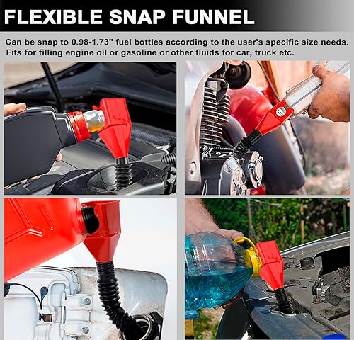 Miniatura 8 de Juego de 6 alicates para filtro de aceite, llave universal para filtro de aceite con embudo de aceite, herramienta de extracción de filtro de aceite