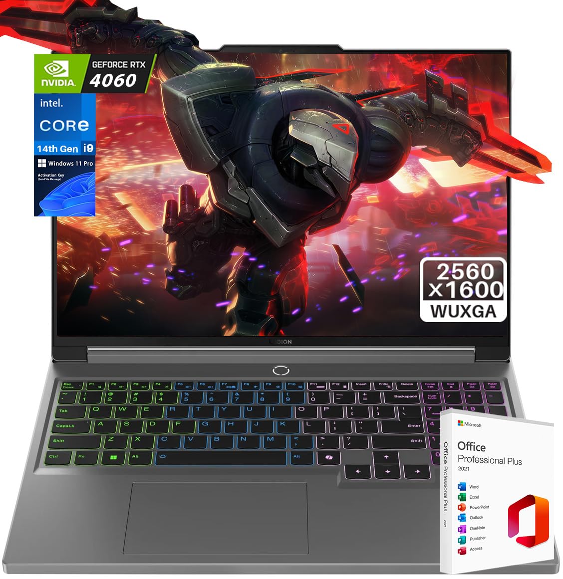 Lenovo Legion 5i Gaming Laptop, 16" WQXGA 165Hz, 14th Gen Intel 24-Core i9-14900HX, 32GB DDR5, 1TB SSD, GeForce RTX 4060, 4 Zone RGB retroilluminato, WiFi 6E, Win 11 Pro & Lifetime Microsoft Office