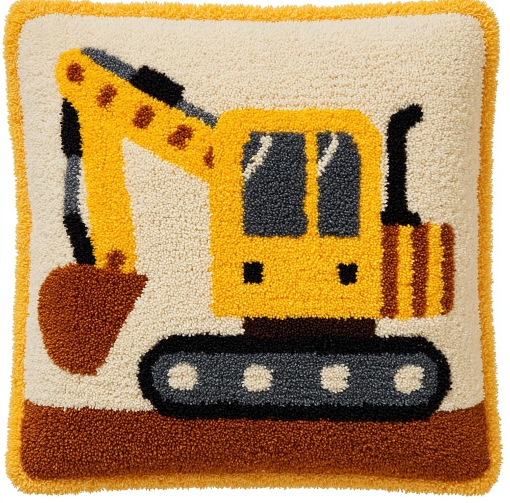 kitphoenix Latch Hook Kits for Adults -Cartoon Excavator