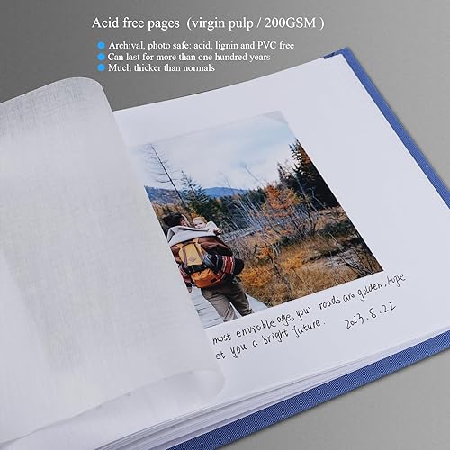 Miniatura 2 de Álbum de fotos con espacio de escritura, recepciones de libros de invitados de boda, 40 páginas para 4 x 6, 5 x 7 pulgadas, cubierta de lino con