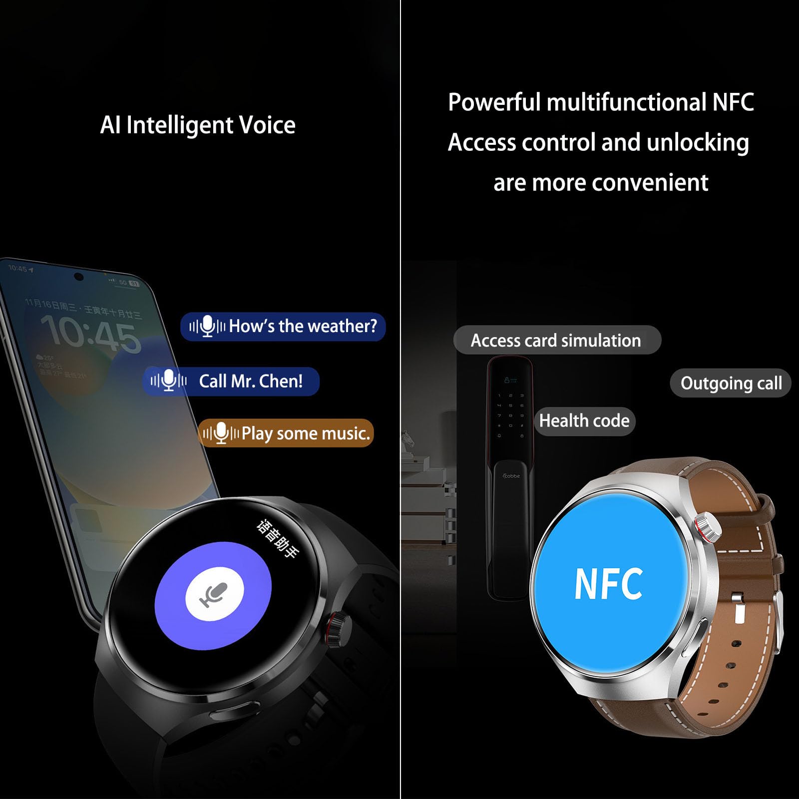 Reloj Inteligente, Pantalla Grande HD De 1,6", con Rastreador De Actividad Física, Llamadas Bluetooth, Monitoreo De Salud, Control De Acceso NFC, Smartwatch Deportivo Resistente Al Agua IP67,D