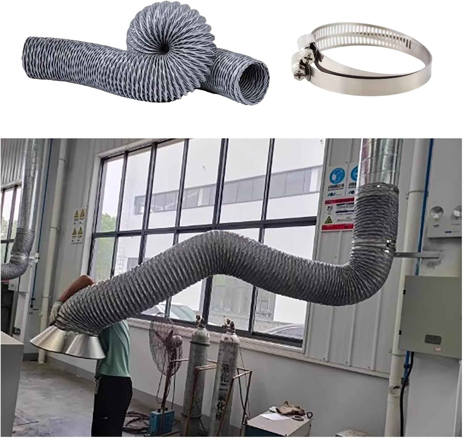 YLLFFLL 2m 5m 8m 10m Dryer Vent Hose Extra Long, Flex Extractor Fan Ducting Retractable Bendable HVAC Duct for Cooker Hood/Exhaust Fan/Tumble Dryer, Clamps Include(Dia-160mm(6 1/4"))