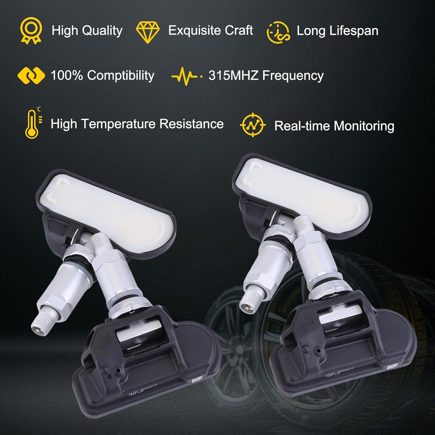 Programmed Tire Pressure Monitoring System Sensor for Corvette C7 2014-2019 433 MHz TPMS Sensor with Leak-Proof Valve & Easy Installation