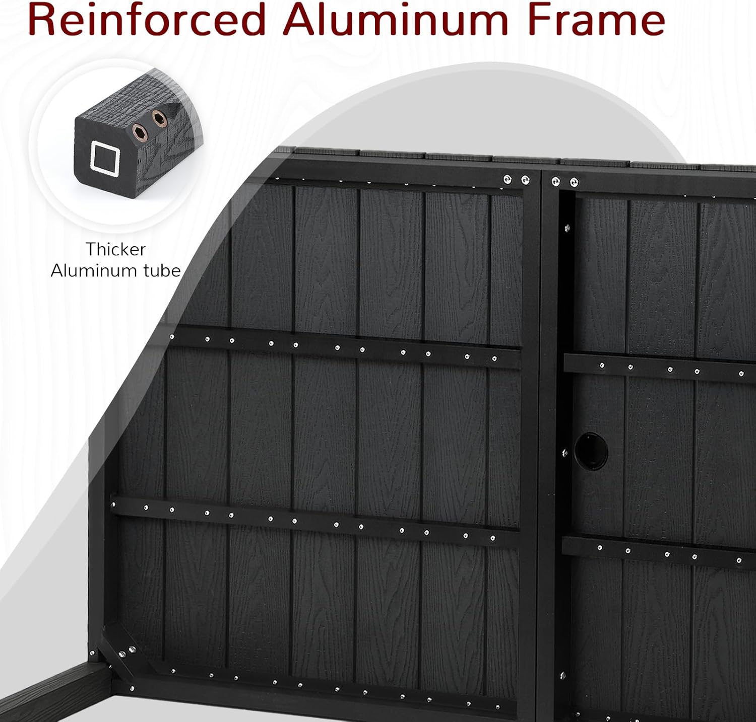 Stoog All-Weather Patio Dining Table for 6, 63" Waterproof HIPS Material Dining Table with Umbrella Hole, Never Rot or Fade, Black