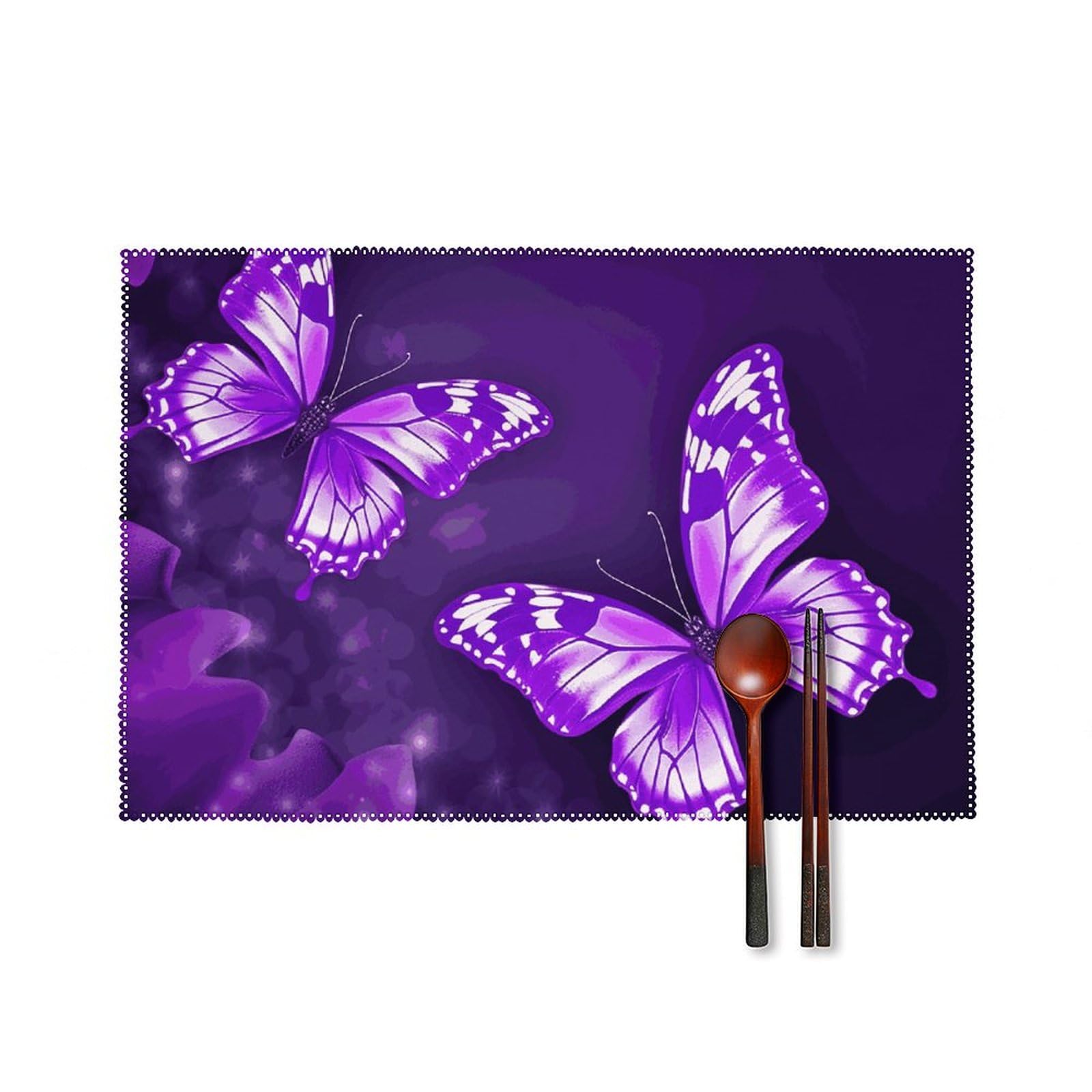 Set de table papillon violet en toile 45x30 cm lot de 6