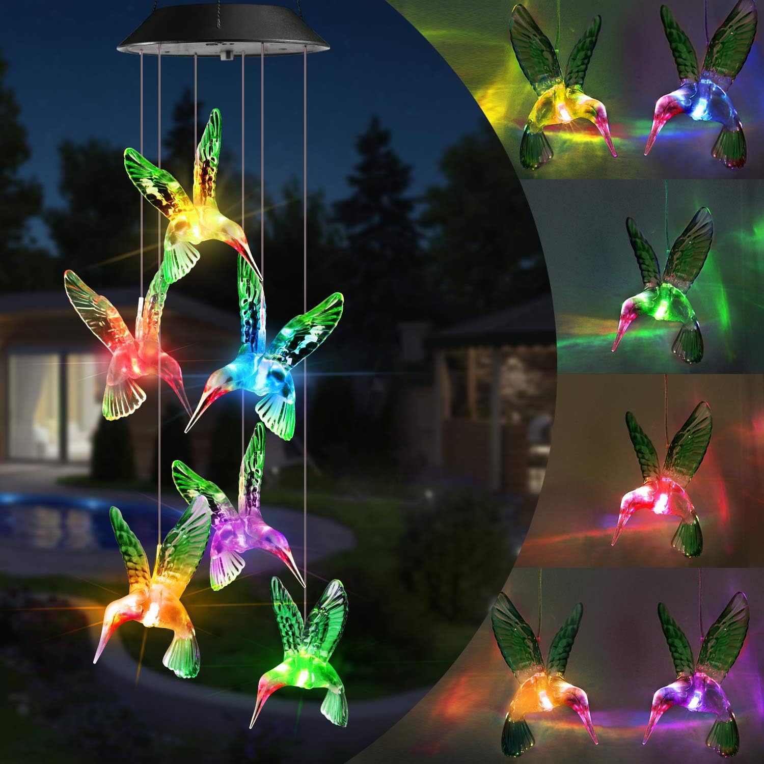 Solar Hummingbird Wind Chimes