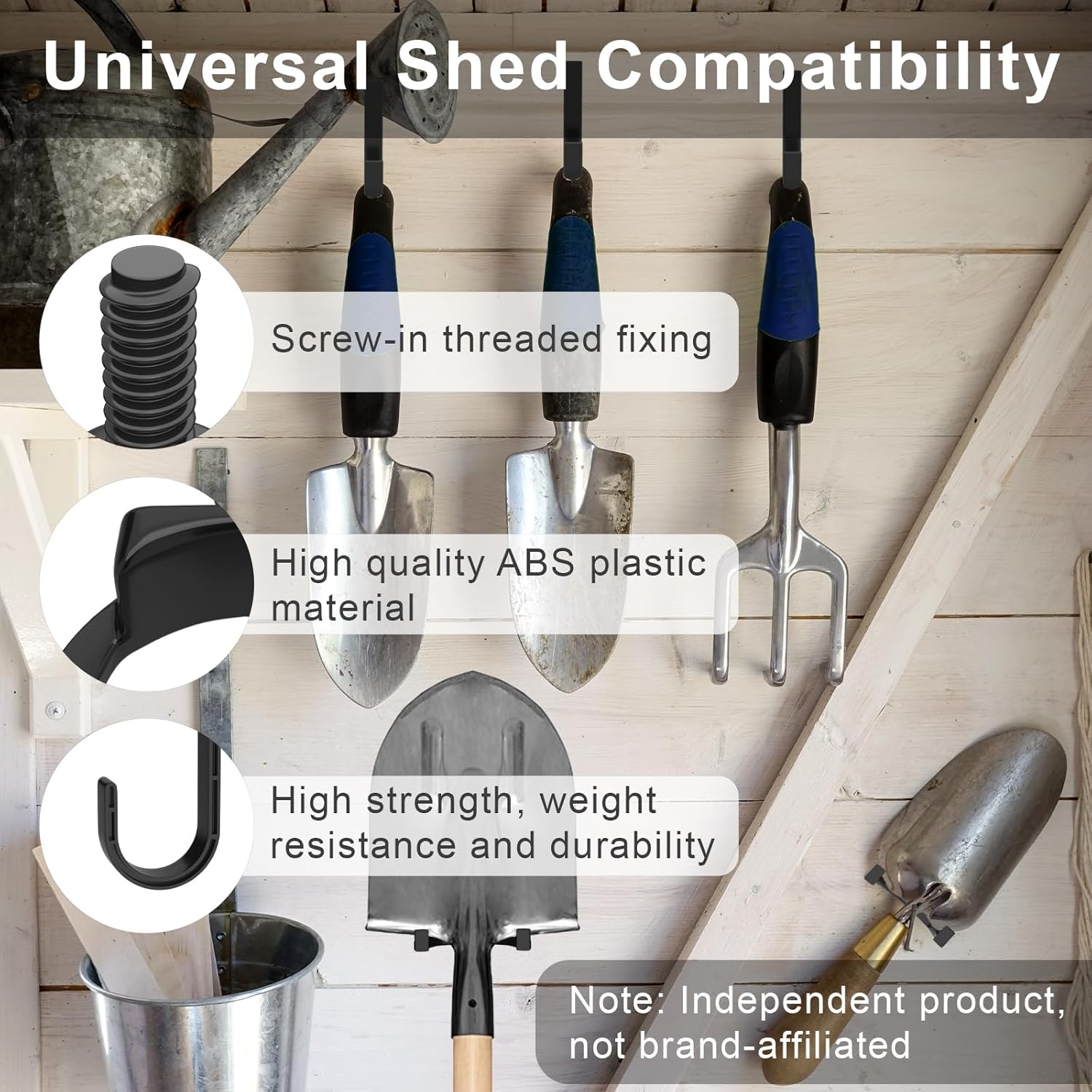 23 Piece Shed Storage Hooks Kit, Heavy Duty J/U/V Shape Tool Hangers with Screws, Compatible with Suncast, Craftsman Shed Shelves & Accessories