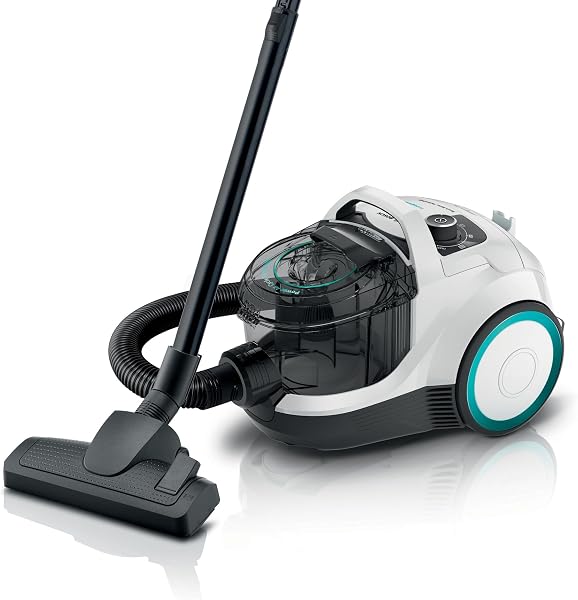 Bosch Serie 4 ProHygienic Odkurzacz 550 W, BGC21HYG1, biało-turkusowy | Bezworkowy, Cylindryczny, Filtr higieniczny Ultr