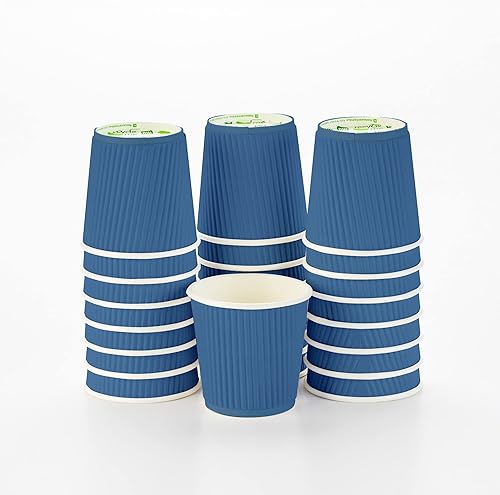 Vista 71 de Vasos de café de papel aislado de pared corrugada, 8 oz, Anaranjado