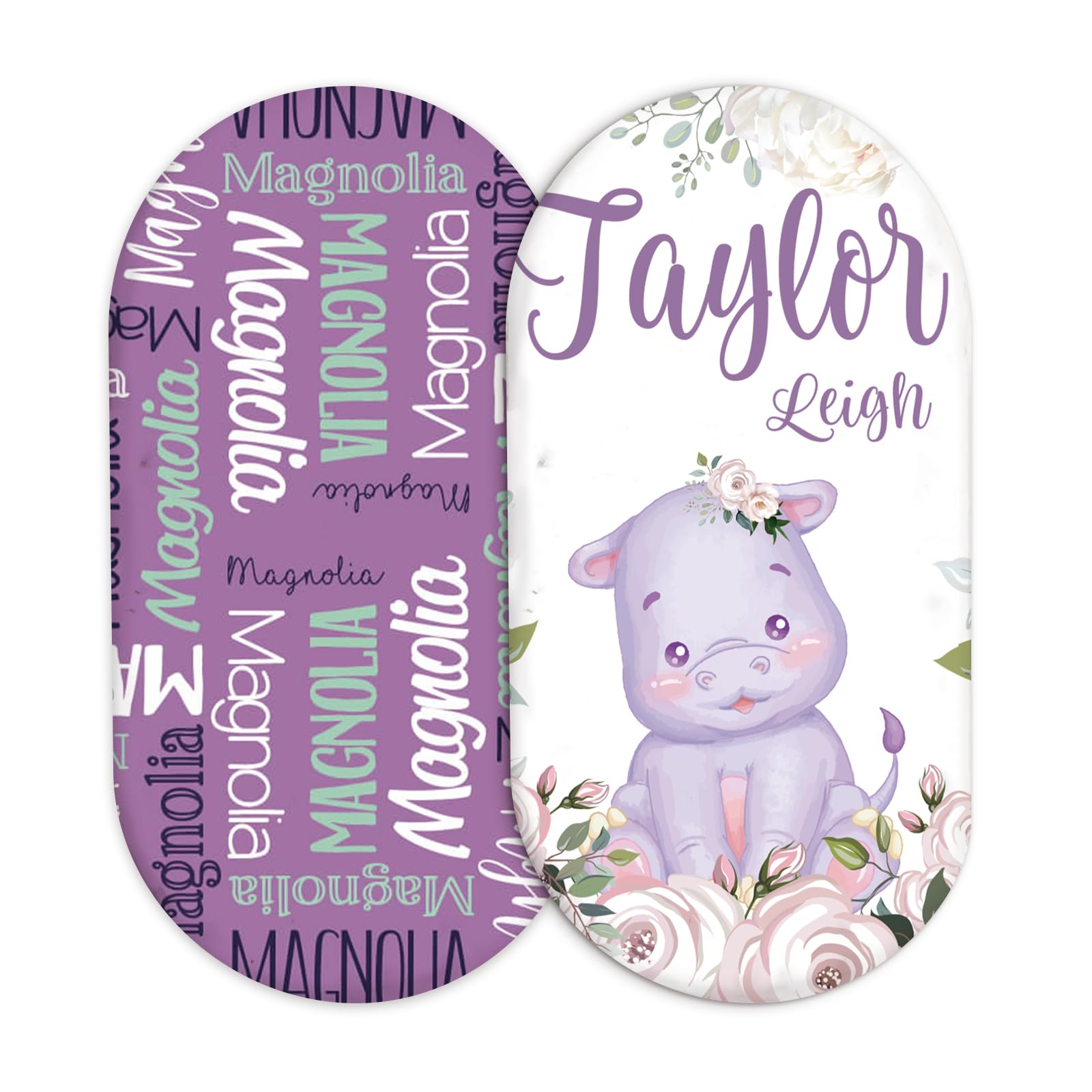 Duckbe Custom Baby Bassinet Sheets - Universal Fit for Rectangle, Oval, Hourglass Bassinet Mattress/Pad - Stretchy Ultra Soft Fitted Bassinet Sheet Set 2 Pack with Personalized Name Style11