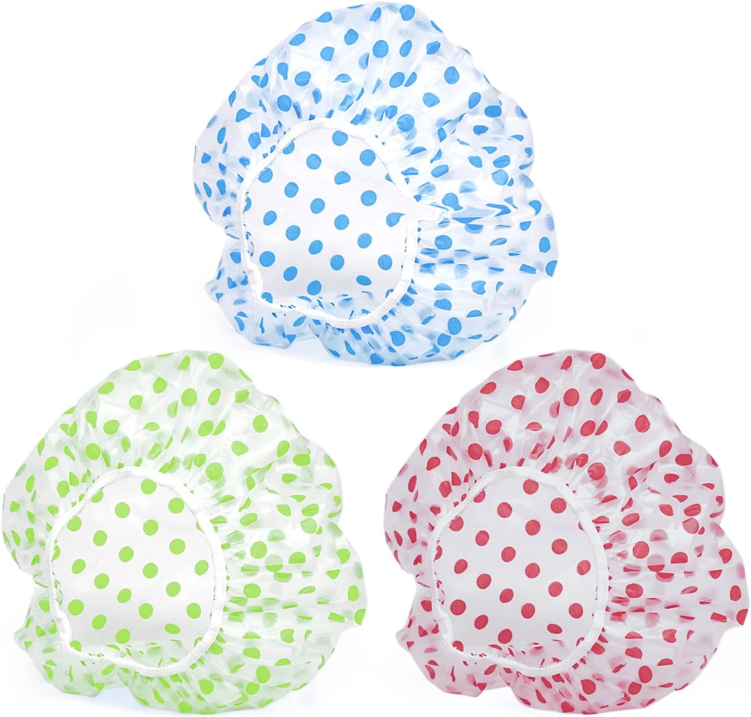Shower Cap Blue Dot Pattern, Vinyl material, elastic band