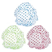 Vista 1 de 3 gorros de ducha, elásticos, reutilizables, impermeables, de plástico, para mujeres, mujeres, spa, salón de belleza (rojo, verde y azul)