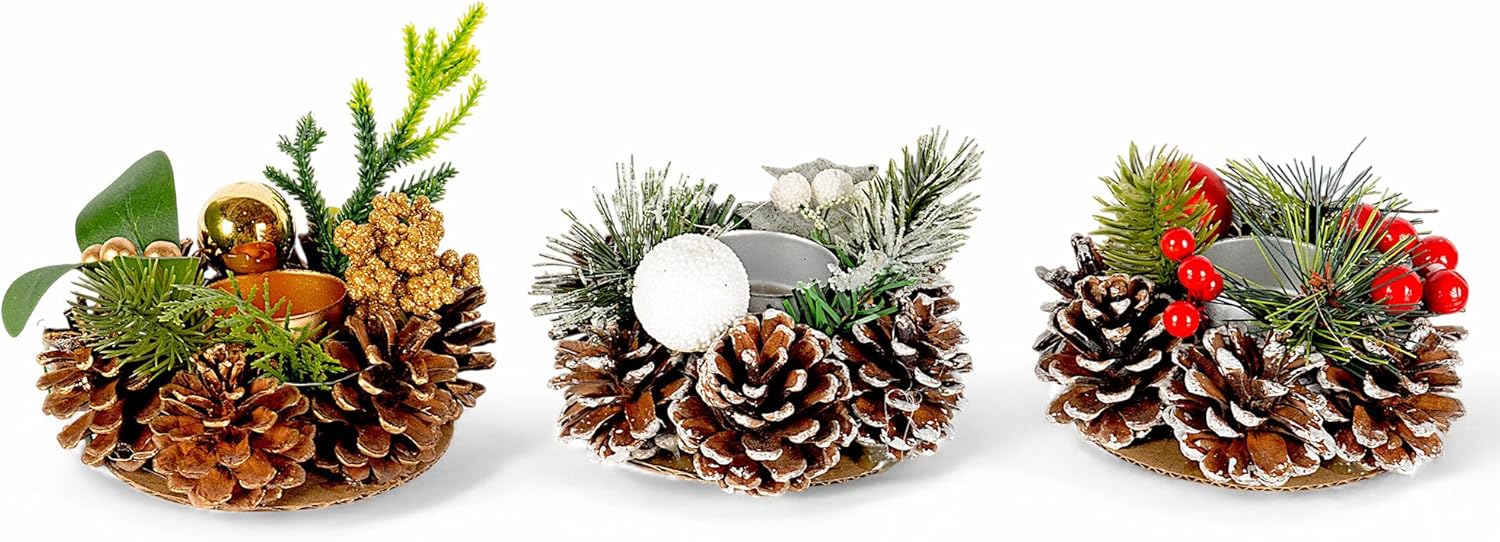 Christmas Decorations (Wreath Candle Holder Set of 6)