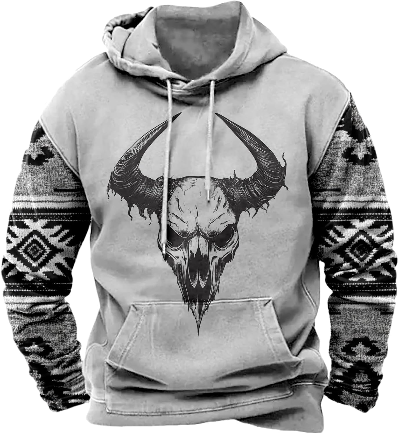 domirica Western Cowboy Hoodies Pullover Long Sleeve Drawstring Cool Novelty Lightweight Hooded Sweatshirt With Pocket