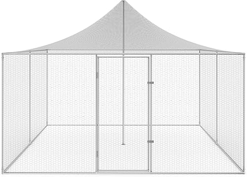 IDMarket - Aviary 12 m² chicken coop enclosure 3 x 4 m Galvanised steel mesh roof - 3