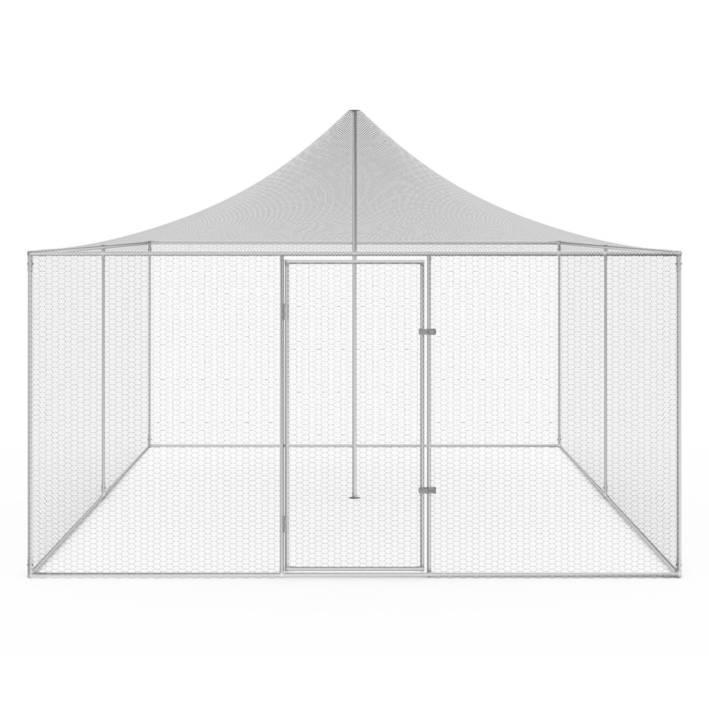 IDMarket - Voladera de 12m², jaula para aves 3x4M, parque con rejilla, techo con malla, acero galvanizado