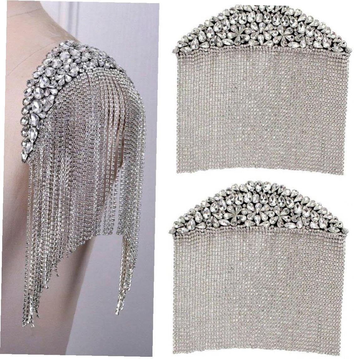 ラインストーン タッセル ショルダー エポーレット クリスタル フリンジ チェーン デザイン ジャケット ドレス スーツ用 21*2