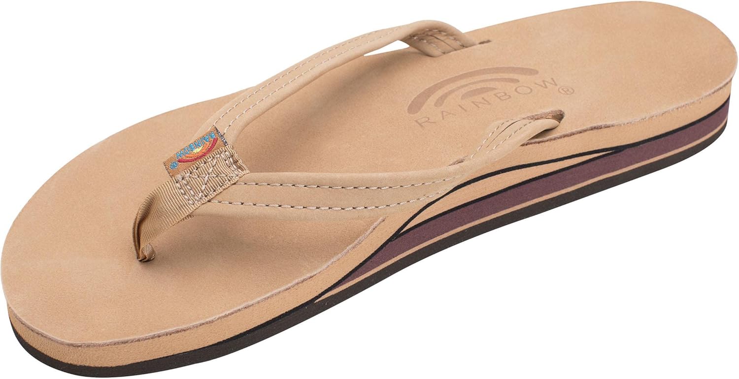 Rainbow Sandals Women’s Double Layer, Narrow Strap, Leather Sandals w/Arch